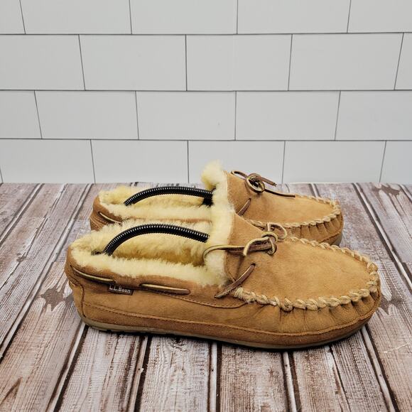 L.L.Bean Wicked Good Moccasin Slippers Chestnut Shearling Men\'s Size 11 main image 11